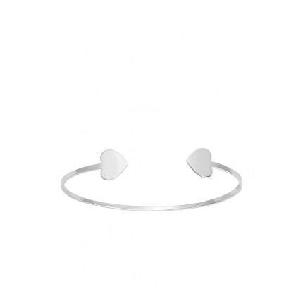 Pulseira em prata aberta com corações