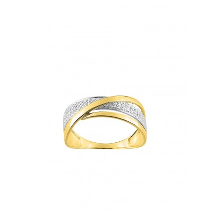 Anillo de oro amarillo 9K y diamantes 0.03 ct