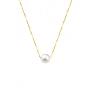 Collar de oro de 18K con colgante de perla cultivada ovalada