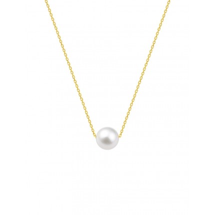 Collar de oro de 18K con colgante de perla cultivada ovalada