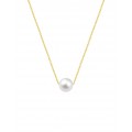 Colar em ouro 18K com pendente oval de pérola cultivada
