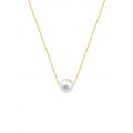 Collar de oro de 18K con colgante de perla cultivada ovalada