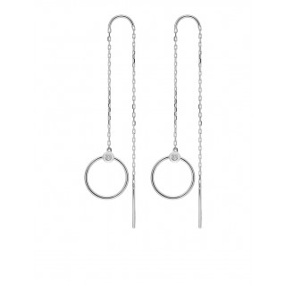 Brincos de ouro branco 18k e diamante 0,01 CT