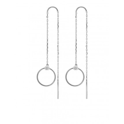 Pendientes colgantes de oro blanco 18k y diamante 0.01 CT