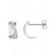 Pendientes medio aro de plata barra cruzada