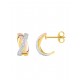 Pendientes de oro 18K diseño X bicolor con diamante 0.03 ct