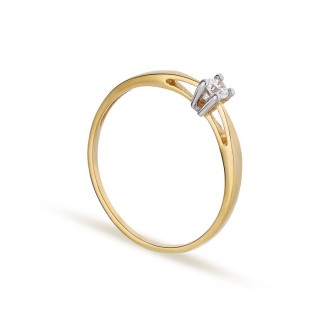 Anillo solitario de oro bicolor 18K con circonita central