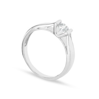 Anel solitário em ouro branco 18K com diamante de 0,25 ct