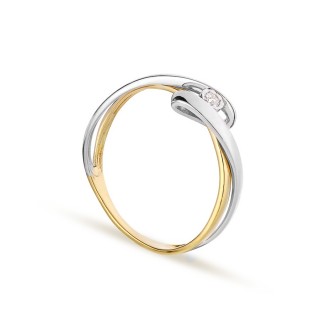 Anillo solitario de oro bicolor de 18K 3 diamante 0,003 ct
