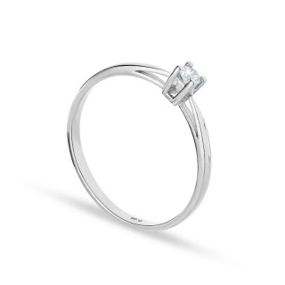 Anel solitário em ouro branco 18K com diamante de 0,08 ct