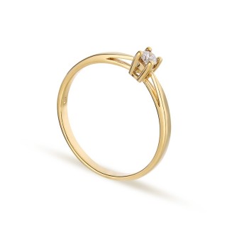 Anillo solitario de oro amarillo de 18K y diamante 0,08 ct