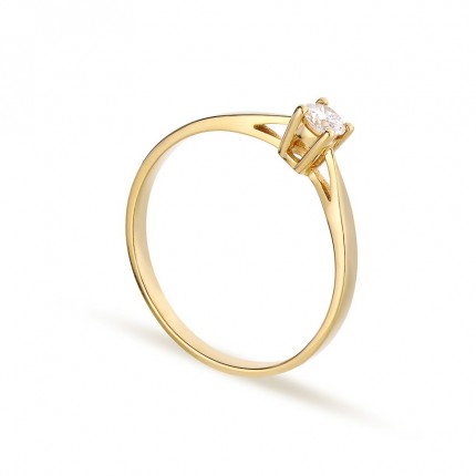 Anillo solitario de oro amarillo de 18K y diamante 0,14 ct
