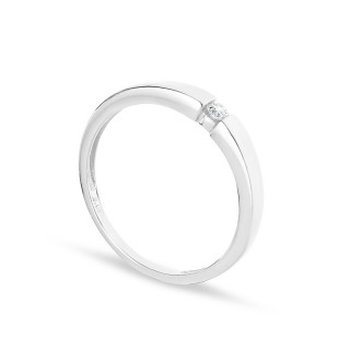 Anel solitário em ouro branco 18K e diamante de 0,06 ct
