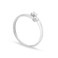 Anillo solitario de oro blanco 18K con 2 circonitas "Tu y Yo"