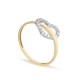 Anillo de oro amarillo 18K rodio y corazón de circonitas