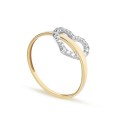 Anillo de oro amarillo 18K rodio y corazón de circonitas