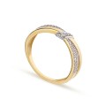 Anillo de oro amarillo 18K rodio con circonitas y aros