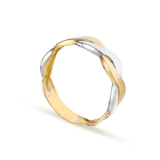 Anel em ouro amarelo 18K com desgin trançado