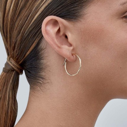 Brincos de argola 25 mm em ouro amarelo 18K entrelaçados