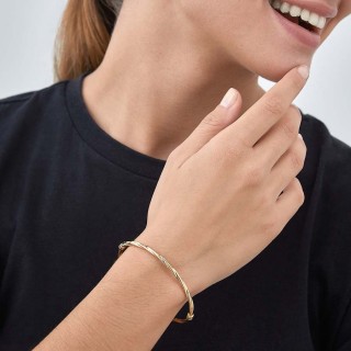 Pulseira rígida em ouro amarelo 18K com trançado