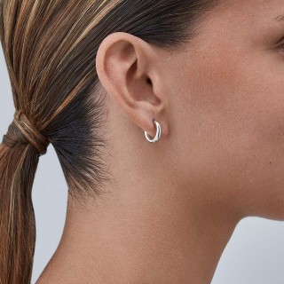 Pendientes de aro de oro blanco 18K tubo liso de 8 mm