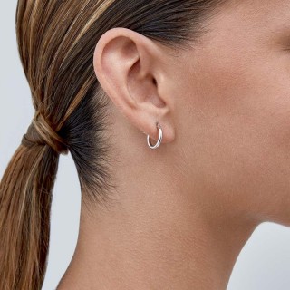 Brincos argola de tubo em ouro branco 18K lisos de 10 mm