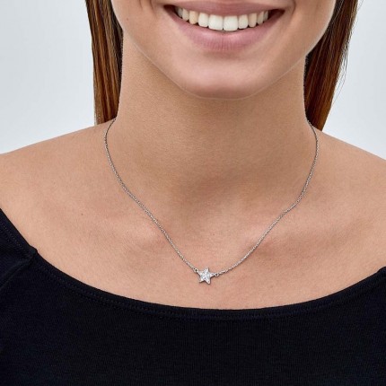 Collar de plata estrella circonita 42 cm