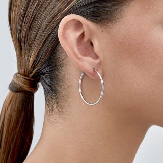 Pendientes de aro de plata en tubo 35MMX2MM