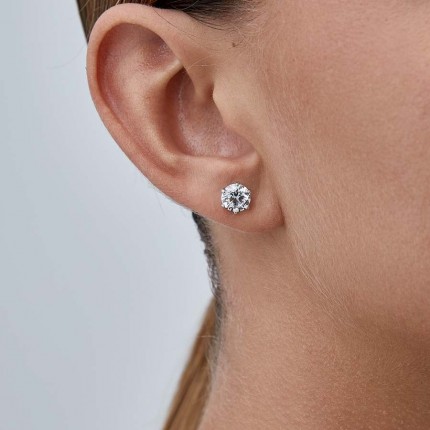 Pendientes de plata 6 garras circonita 7MM