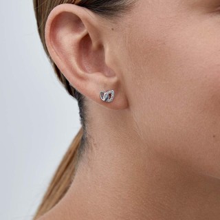 Pendientes de plata en forma de hoja con circonitas