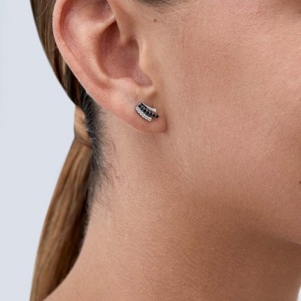 Brincos de prata com pedra bicolor zircónia