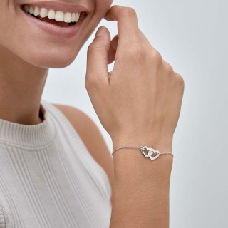 Pulseira de prata dupla zircónia de 19CM