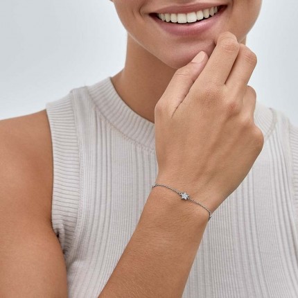Pulsera de plata 5 estrellas circonita 18CM