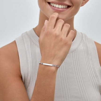 Pulseira em prata com chapa 18CM