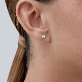 Brincos de prata 4 garras princesa zircónia 4MM