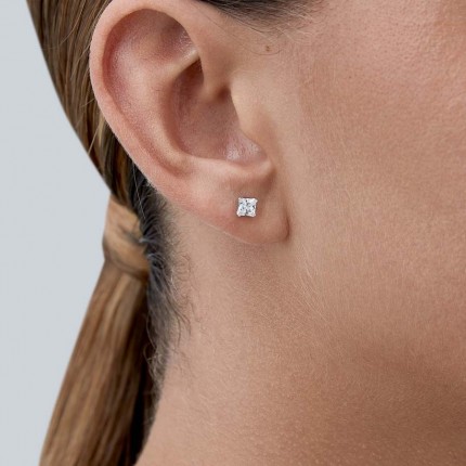 Pendientes de plata 4 garras princesa circonita 4MM