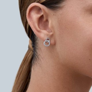 Brincos de prata 2 aros entrelaçados com zircónia