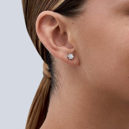 Pendientes de plata rosetón 14 circonita