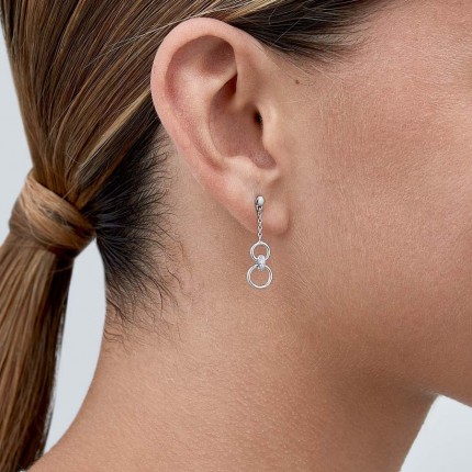 Pendientes de plata dos círculos circonitas