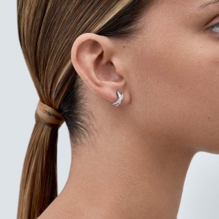 Pendientes de plata forma "X" circonita