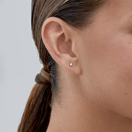 Pendientes de plata con perla de agua dulce 3MM