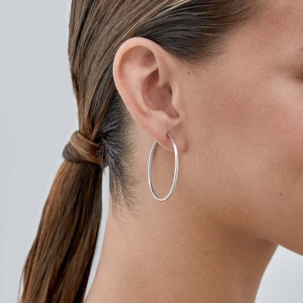 Pendientes de aro de plata en tubo 40MM