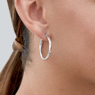 Pendientes de aro de plata rizada 25MM