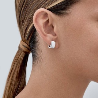 Brincos de prata 1/2 aros liso e largo