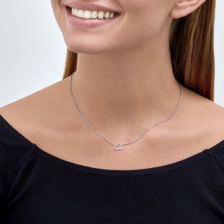 Collar de plata flor 42CM