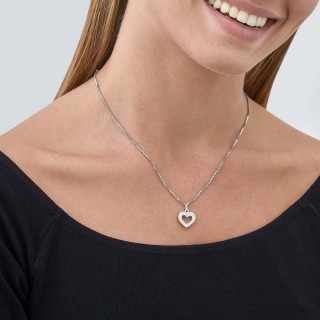 Pendente em prata com coração com zircónia