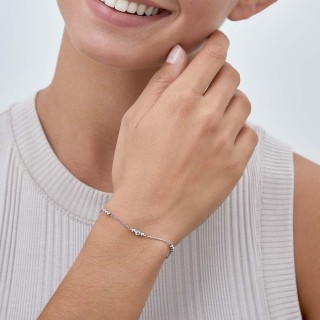Pulsera de Plata 3 chatones 15 círculos 18CM