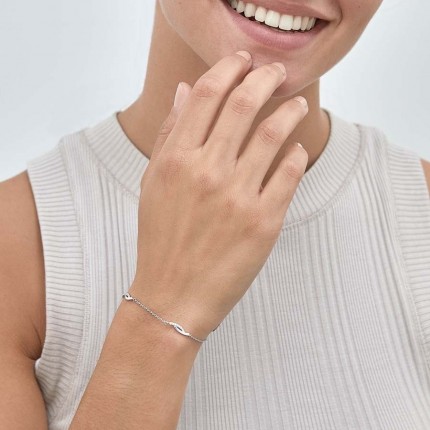 Pulsera de plata 3 ondas circonitas 18CM