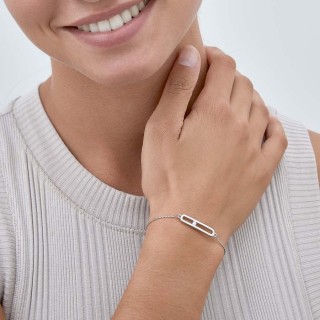 Pulsera de plata centro rectángulo circonita 18CM