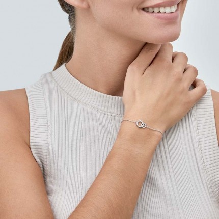 Pulseira em prata com circulo entrelaçado zircónia 18cm